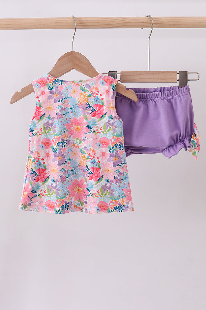 Purple MOMMY'S GIRL smocked bloomer set