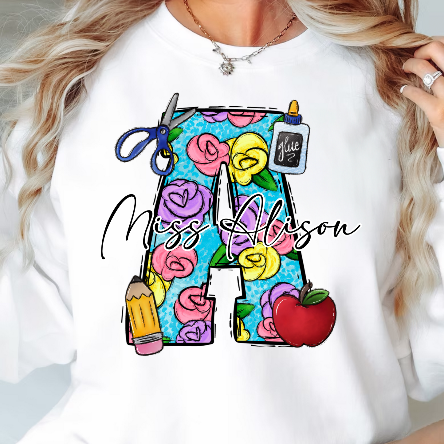 Personalized Teacher T-Shirt, Cute Teacher Gift, Floral Teacher Tee, Back to School Shirt, Gift for Educators, Mrs. Lee T-Shirt