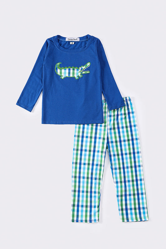 Blue Alligator Pants Set