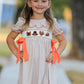 Thanksgiving Smocked Girls Dress Turkey Pumpkin Pie Embroidery
