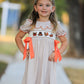 Thanksgiving Smocked Girls Dress Turkey Pumpkin Pie Embroidery