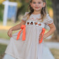 Thanksgiving Smocked Girls Dress Turkey Pumpkin Pie Embroidery