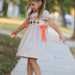 Thanksgiving Smocked Girls Dress Turkey Pumpkin Pie Embroidery