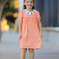 Fall Pumpkin Embroidered Puff Sleeve Girls Dress