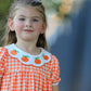 Fall Pumpkin Embroidered Puff Sleeve Girls Dress