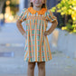 Fall Floral Stripe Girls Dress Petals Collar Smocked