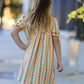 Fall Floral Stripe Girls Dress Petals Collar Smocked