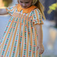 Fall Floral Stripe Girls Dress Petals Collar Smocked