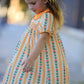 Fall Floral Stripe Girls Dress Petals Collar Smocked