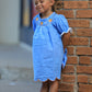 Blue Fall Thanksgiving&Halloween Pumpkin Smock Embroidery Lace Baby Girl Dress
