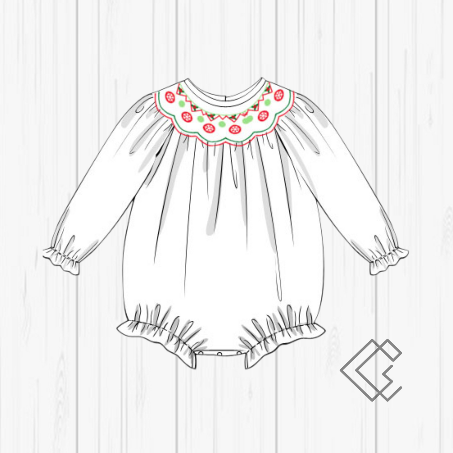 PREORDER Scallop Ornament Handsmocked Sets