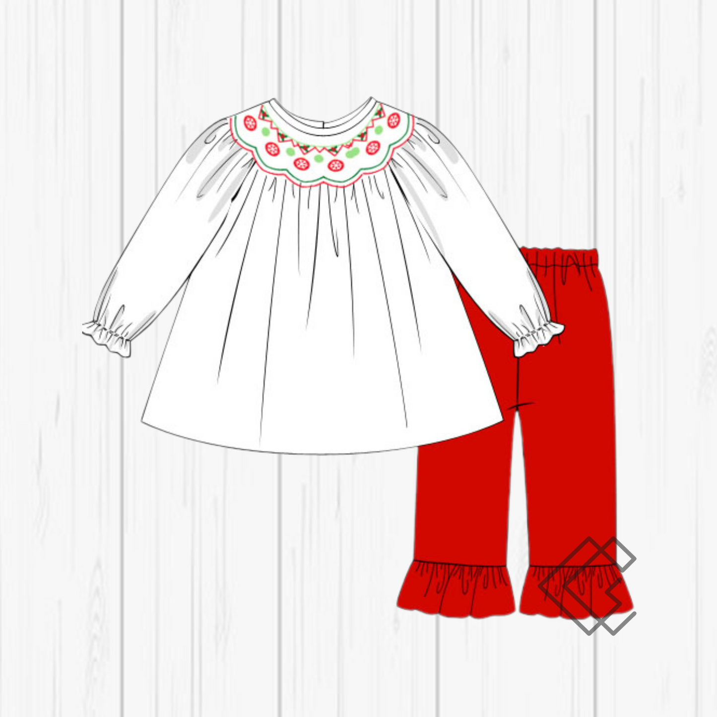 PREORDER Scallop Ornament Handsmocked Sets