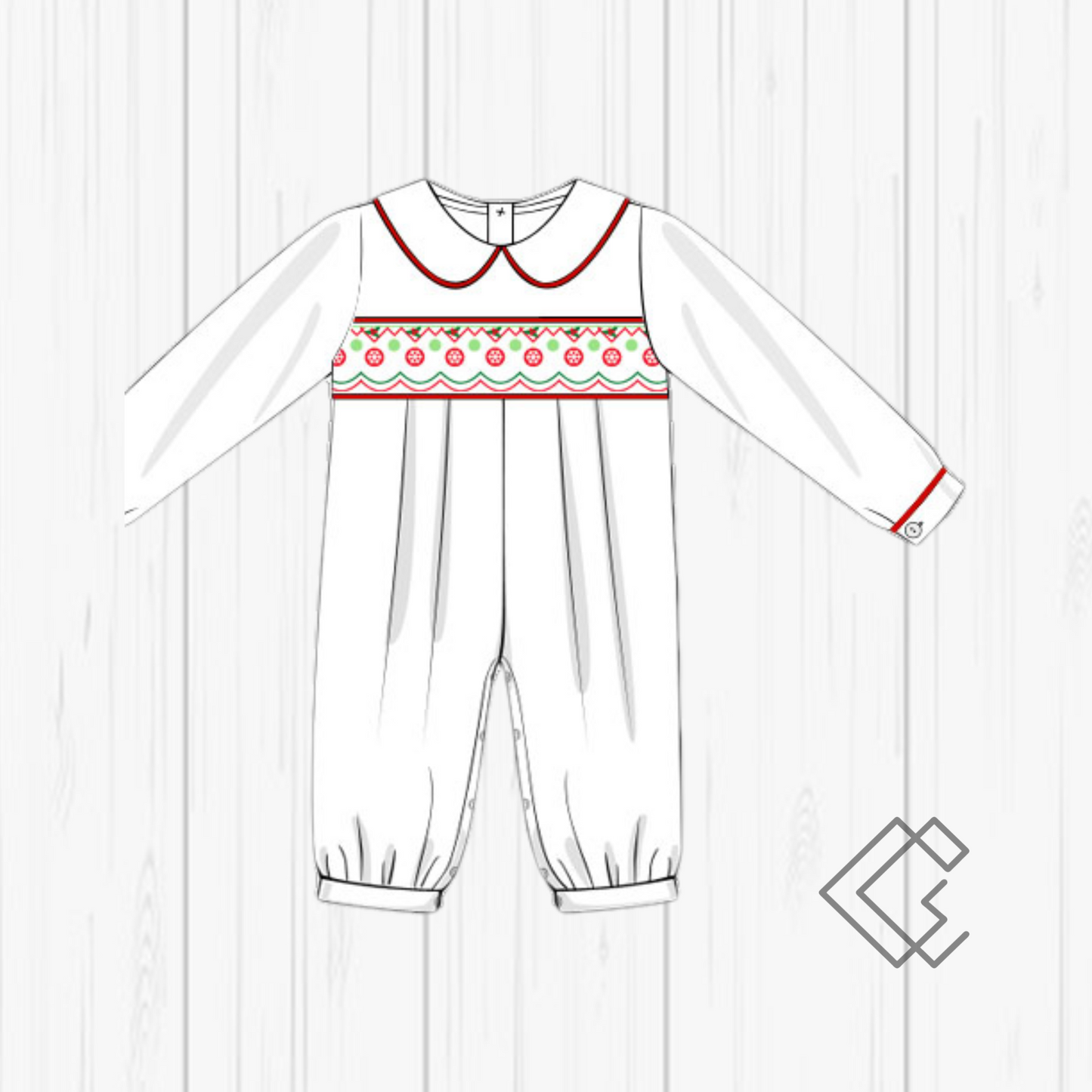 PREORDER Scallop Ornament Handsmocked Sets