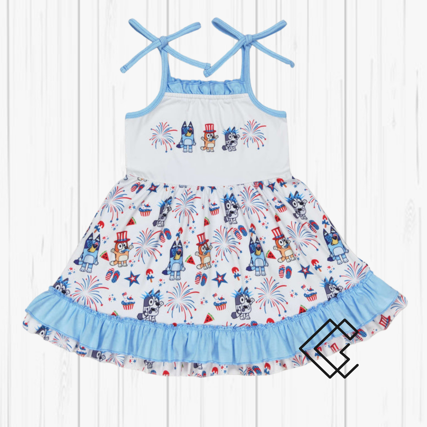 RTS Patriotic Blue Dog Dress