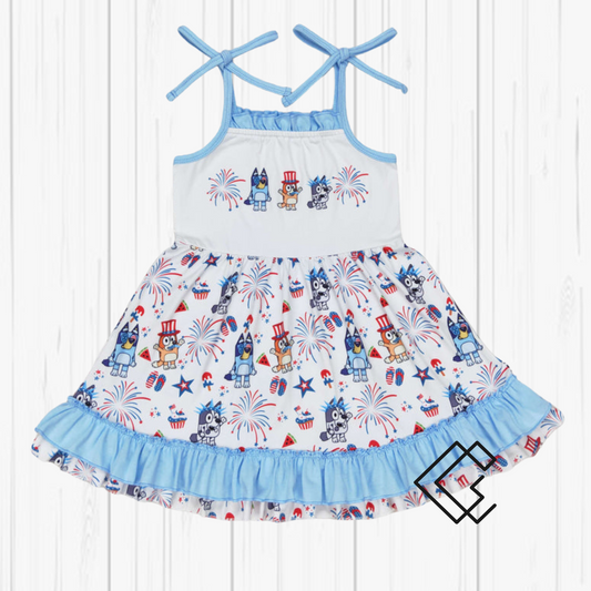 RTS Patriotic Blue Dog Dress