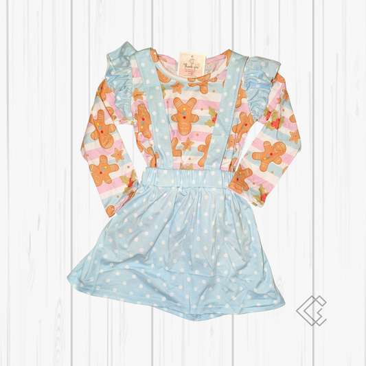 RTS Blue Gingerbread Skirt Set