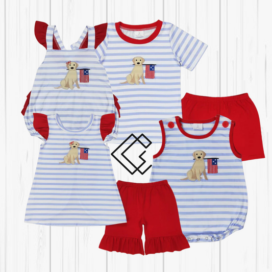 RTS Patriotic Dog Shorts Set