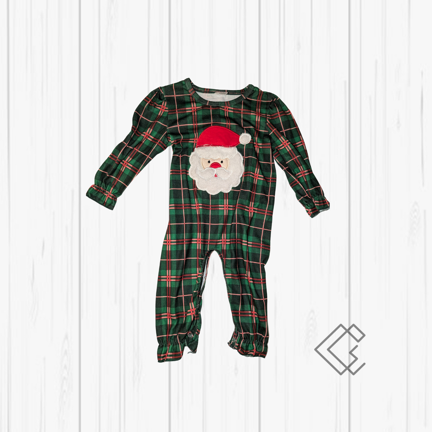 RTS Santa Plaid Girls Romper