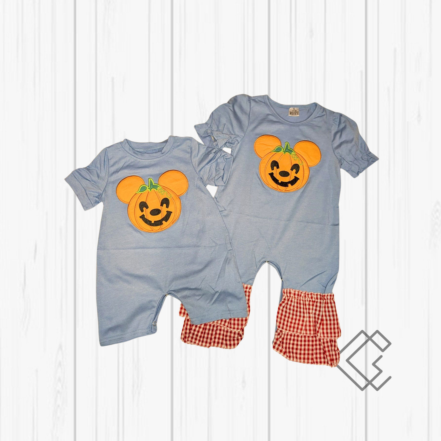 RTS Blue Mouse Pumpkin Rompers