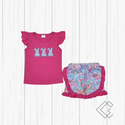 RTS Easter Bunny Applique Shorts Sets