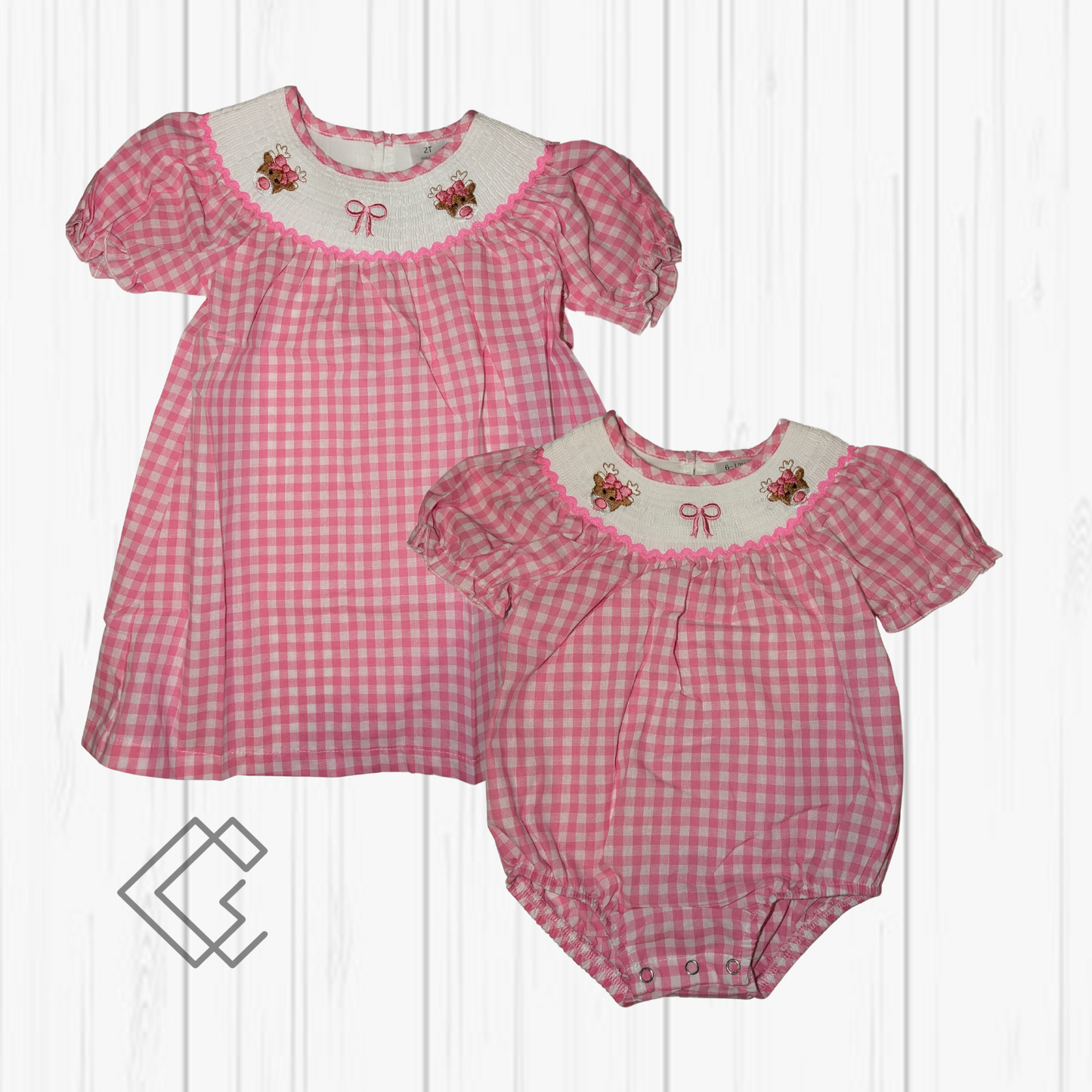 RTS Smocked Gingham Reindeer Sets