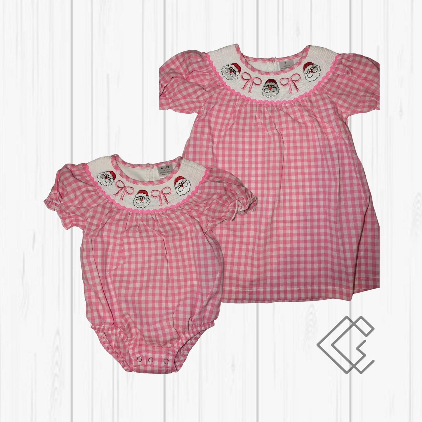 RTS Smocked Gingham Santa Sets