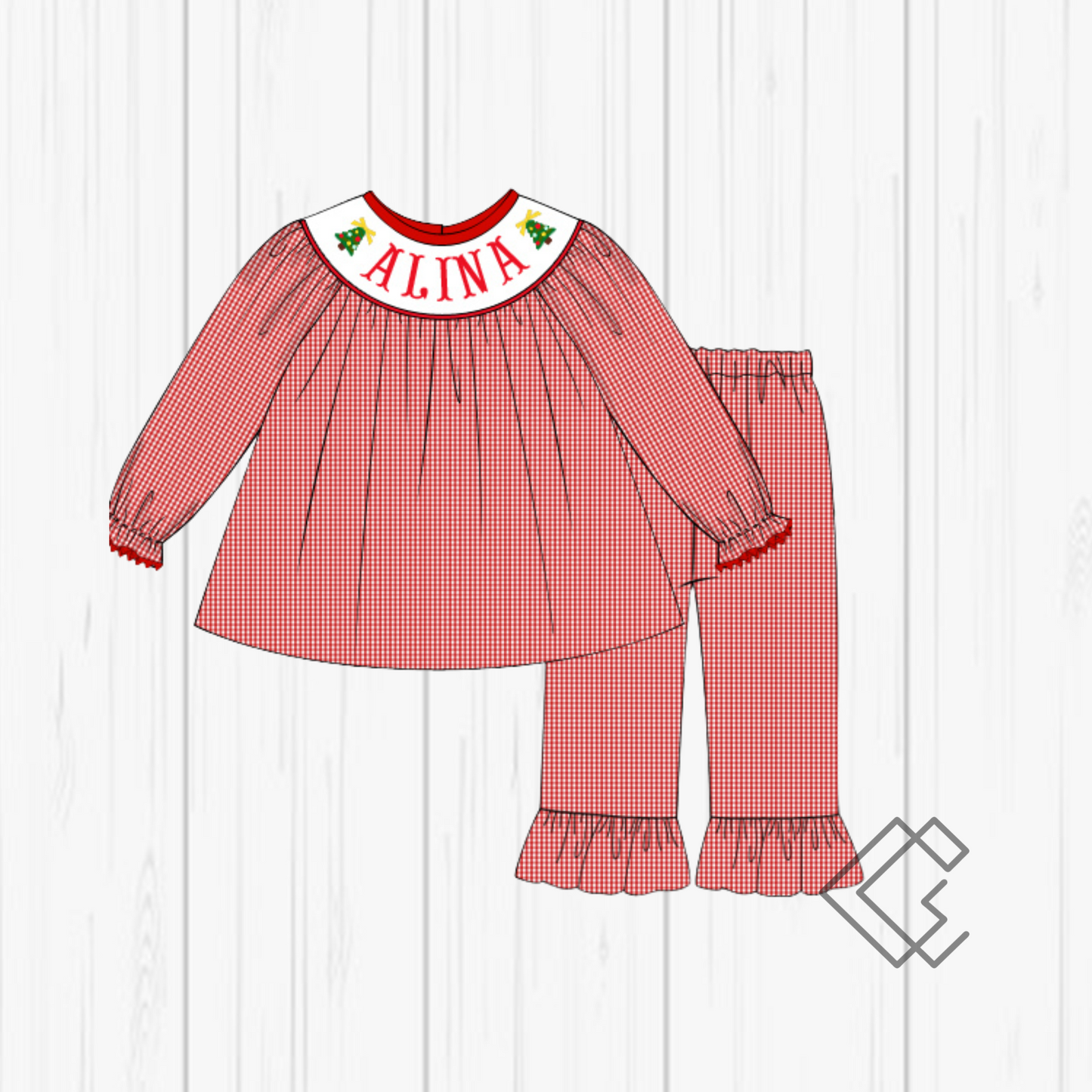 PREORDER Christmas Tree Handsmocked Sets