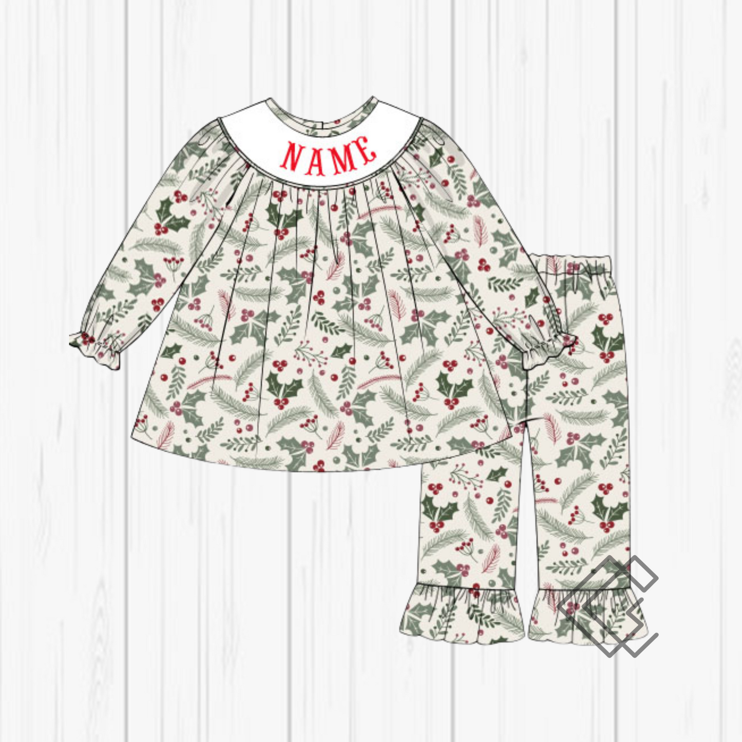 PREORDER Christmas Floral & Plaid Handsmocked Sets