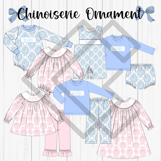 PREORDER Chinoiserie Ornament Handsmocked Sets