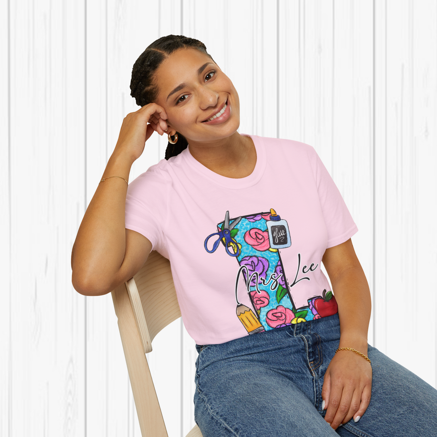 Personalized Teacher T-Shirt, Cute Teacher Gift, Floral Teacher Tee, Back to School Shirt, Gift for Educators, Mrs. Lee T-Shirt