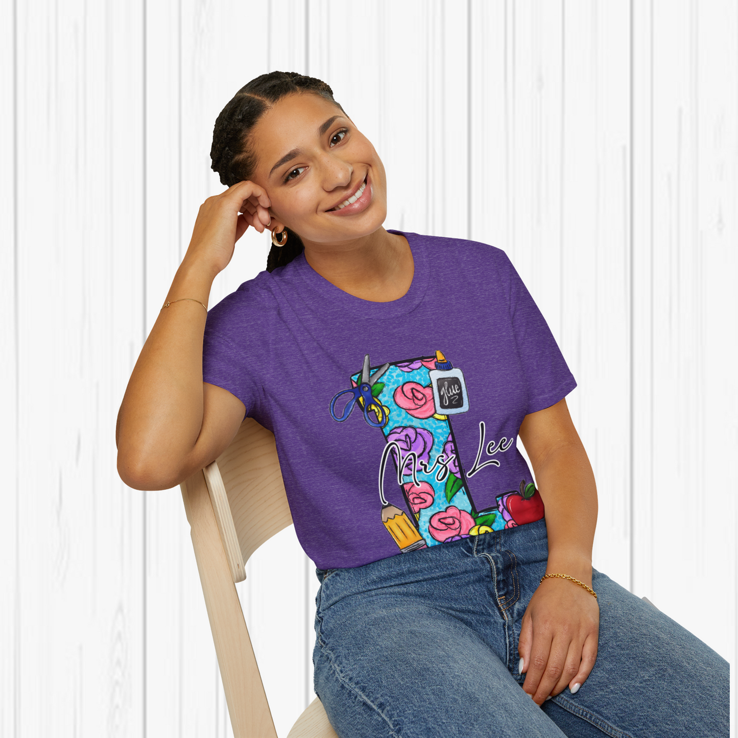 Personalized Teacher T-Shirt, Cute Teacher Gift, Floral Teacher Tee, Back to School Shirt, Gift for Educators, Mrs. Lee T-Shirt