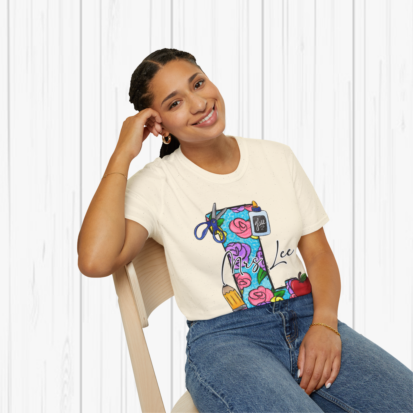 Personalized Teacher T-Shirt, Cute Teacher Gift, Floral Teacher Tee, Back to School Shirt, Gift for Educators, Mrs. Lee T-Shirt