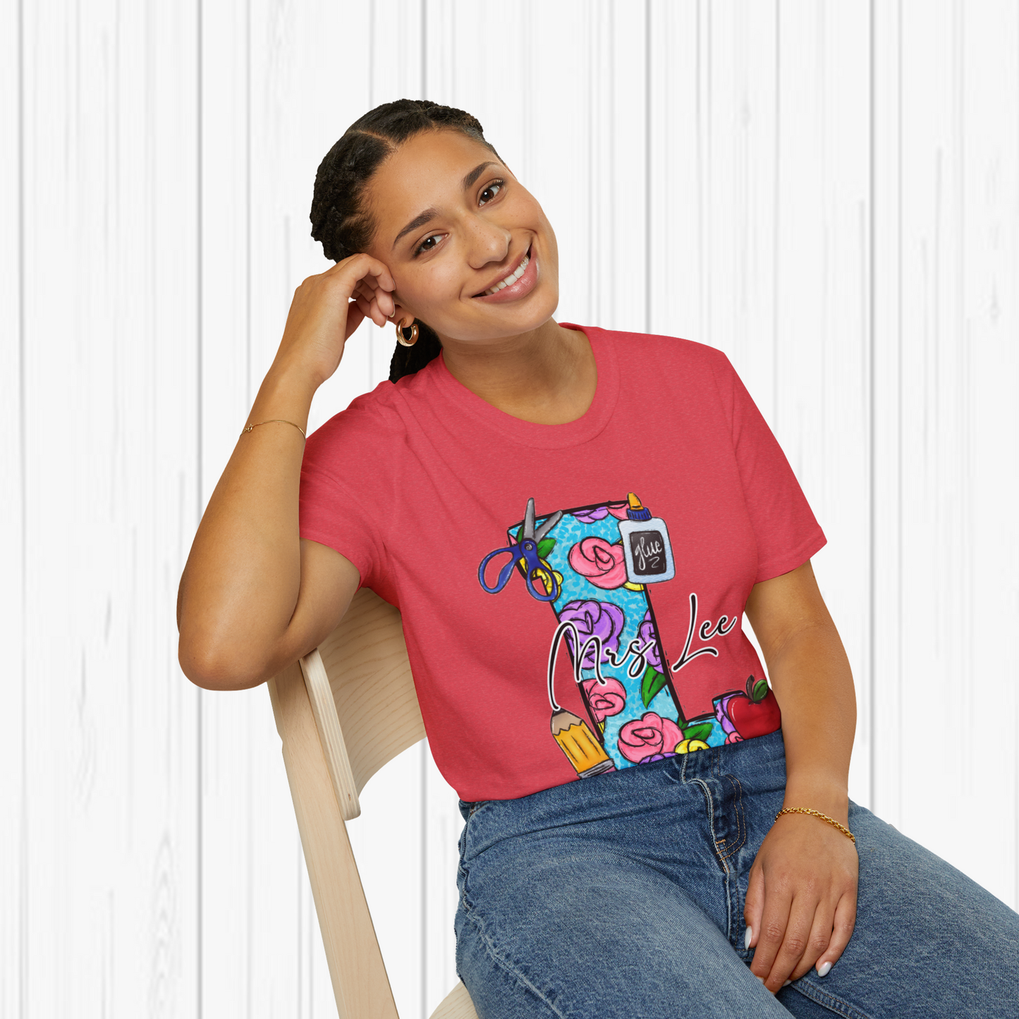 Personalized Teacher T-Shirt, Cute Teacher Gift, Floral Teacher Tee, Back to School Shirt, Gift for Educators, Mrs. Lee T-Shirt