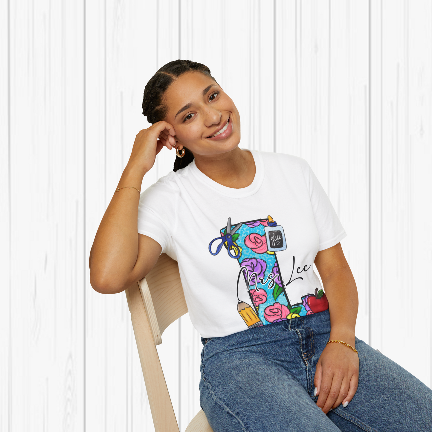 Personalized Teacher T-Shirt, Cute Teacher Gift, Floral Teacher Tee, Back to School Shirt, Gift for Educators, Mrs. Lee T-Shirt