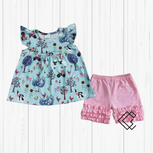 RTS Farm Life Ruffle Shorts Set