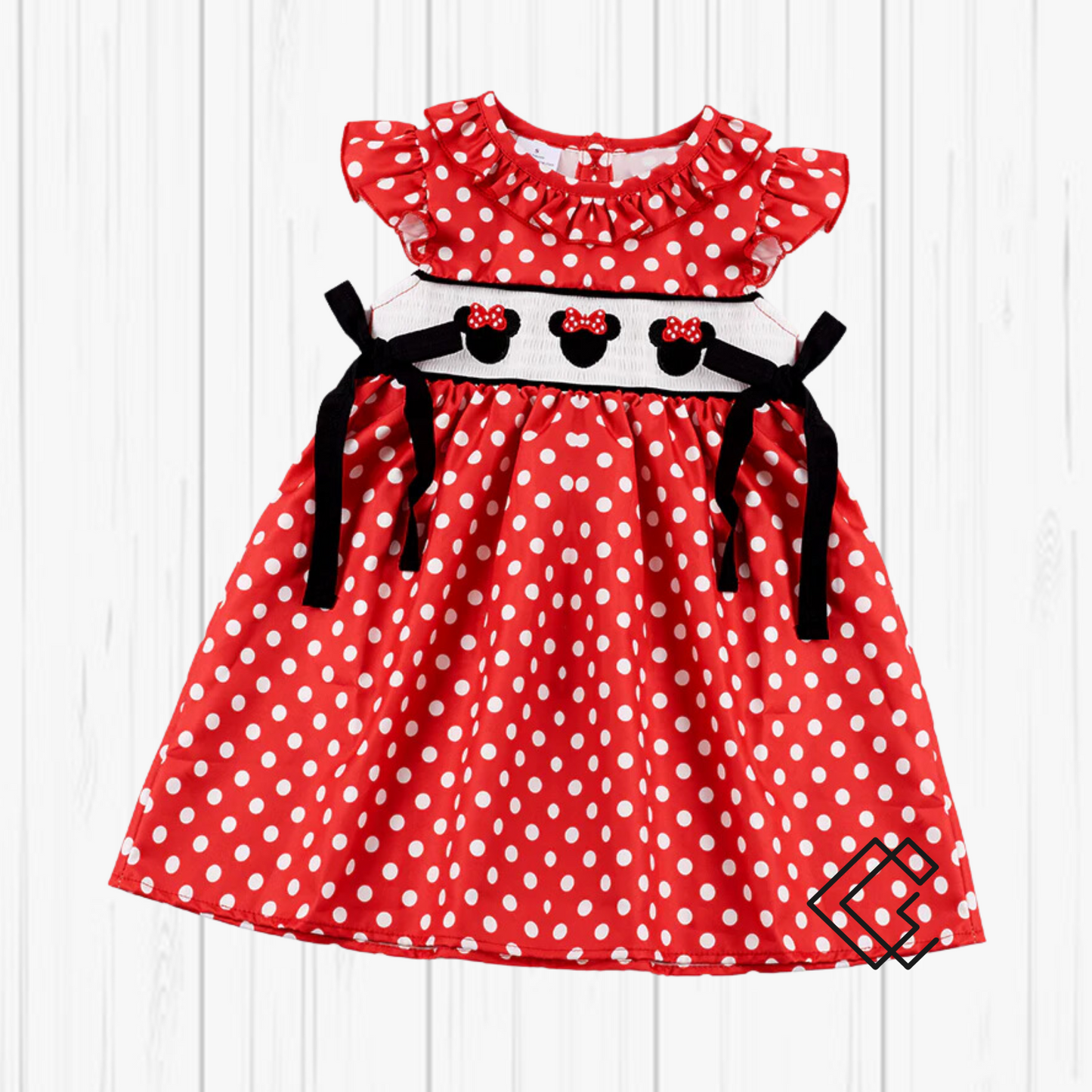 RTS Smocked Polka Dot Character Dress