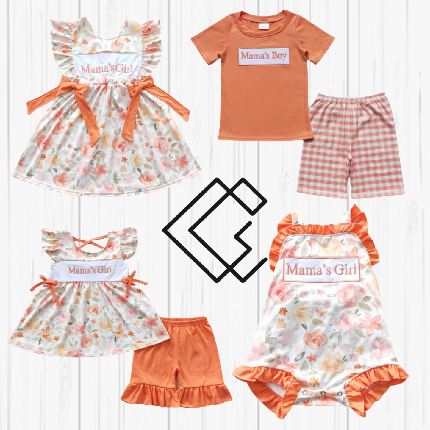 Orange Mama's Girl/Boy Set