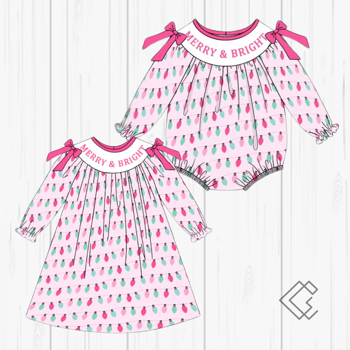 PREORDER Pink Merry & Bright Smocked Sets (Copy)