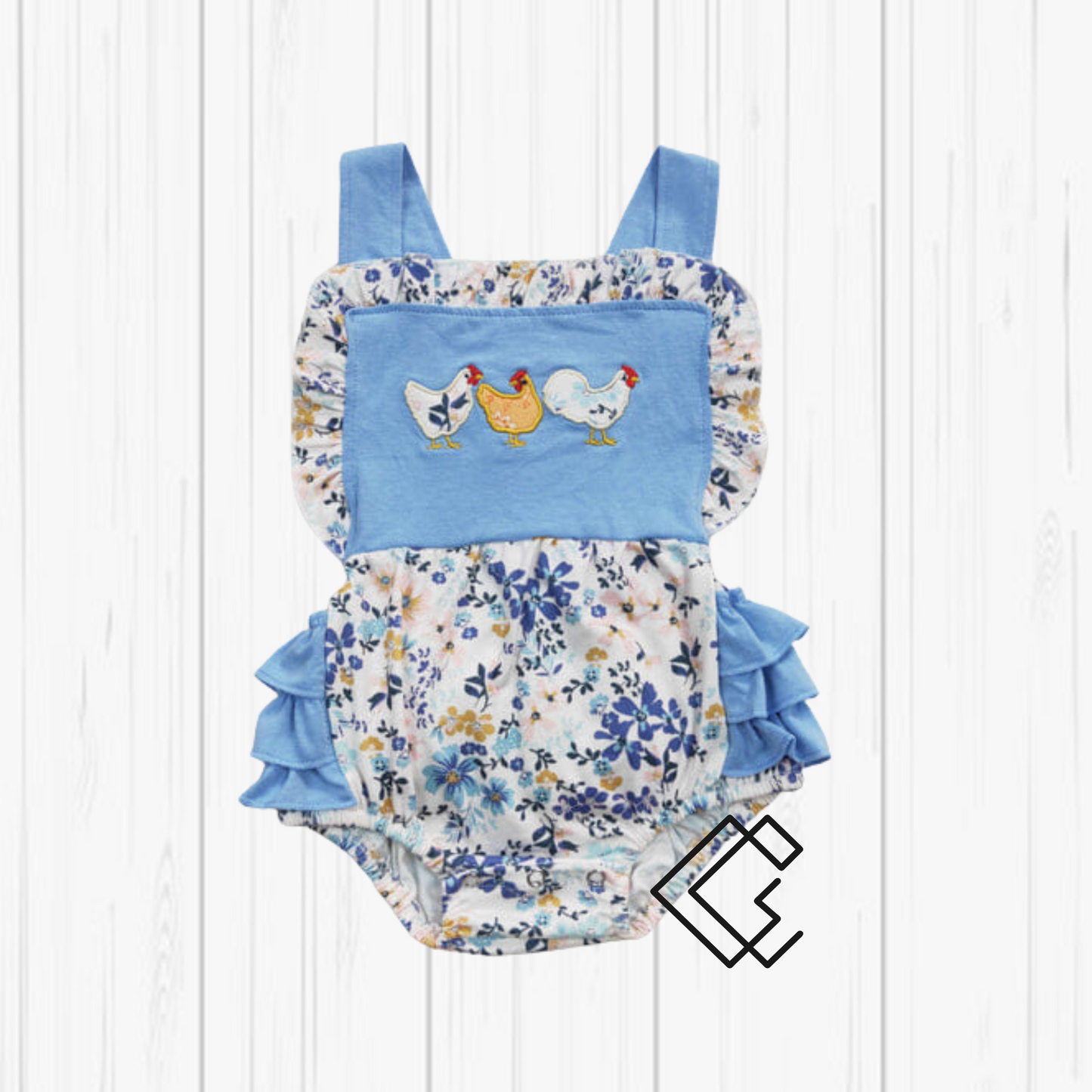 Blue Floral Chicken Bubble