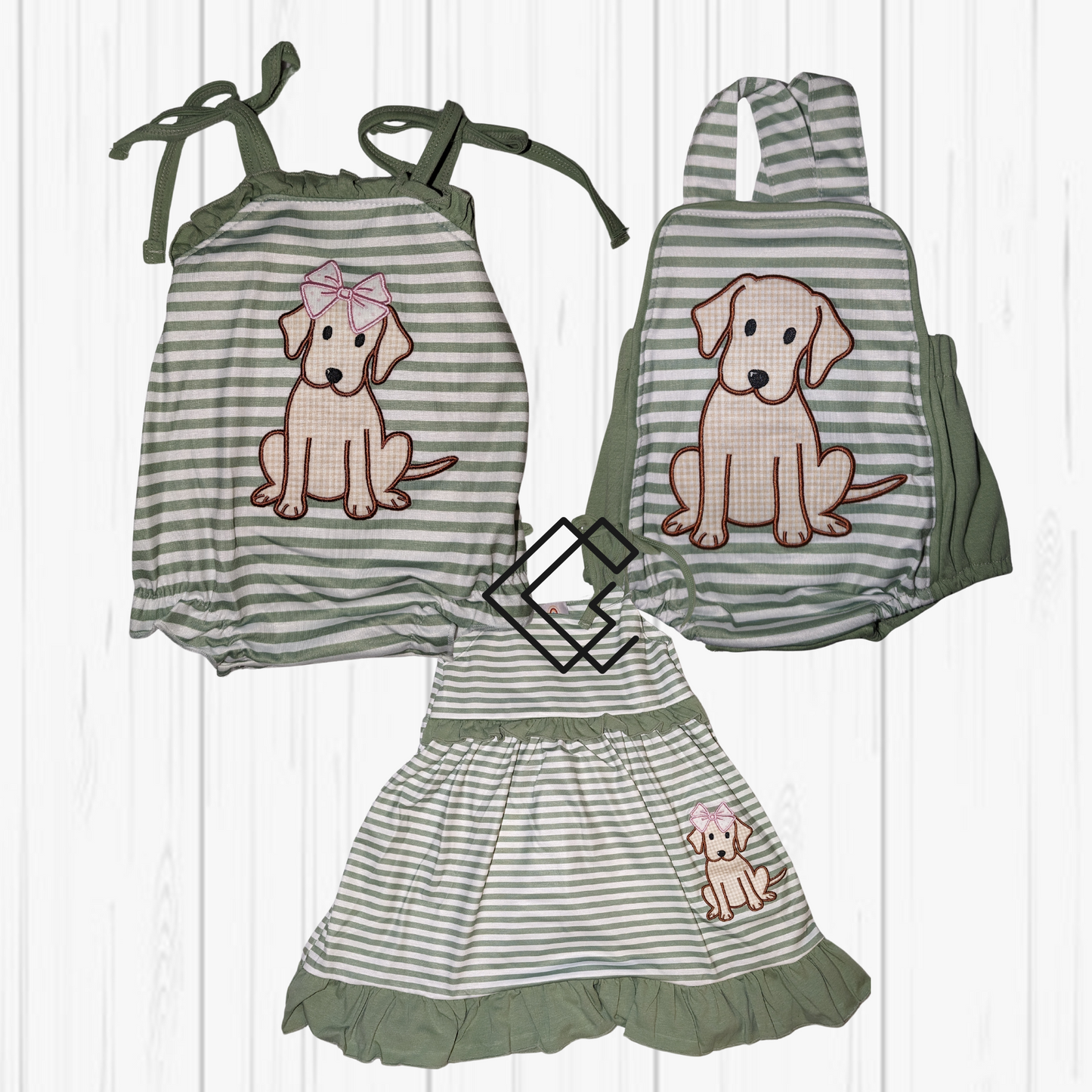 RTS Green Stripe Dog Matching Sets