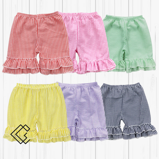 RTS Girls Seersucker Ruffle Shorts