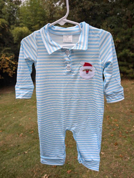 RTS Blue Striped Santa Romper