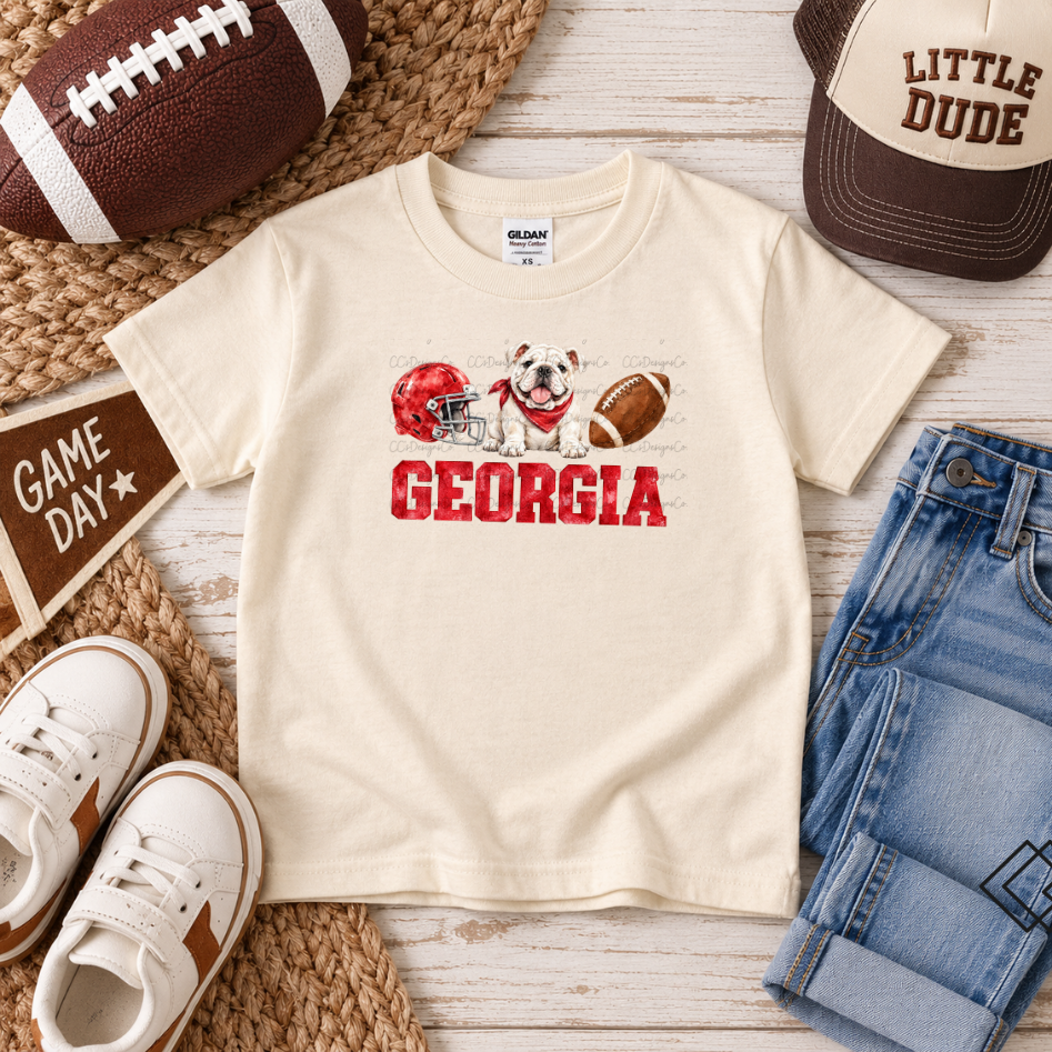 Georgia Game Day Shirt - Watercolor Classic Bulldog Toddler Tee