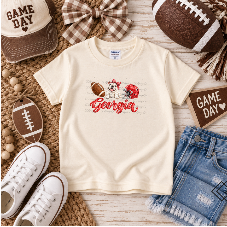 Georgia Game Day Shirt - Watercolor Classic Bulldog Toddler Tee