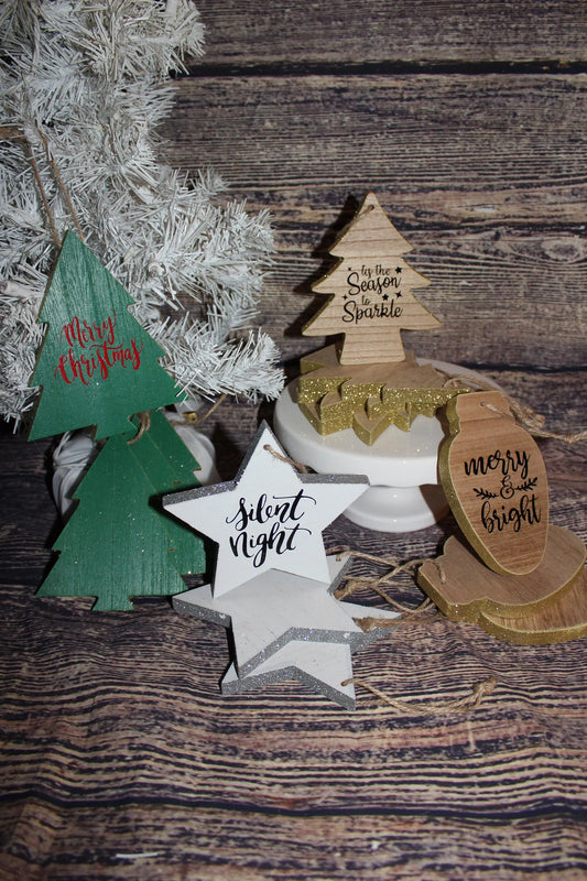 BLANK Christmas wooden ornament; ornaments; Nice wooden Christmas ornaments; Christmas tree, Christmas light, Christmas Star