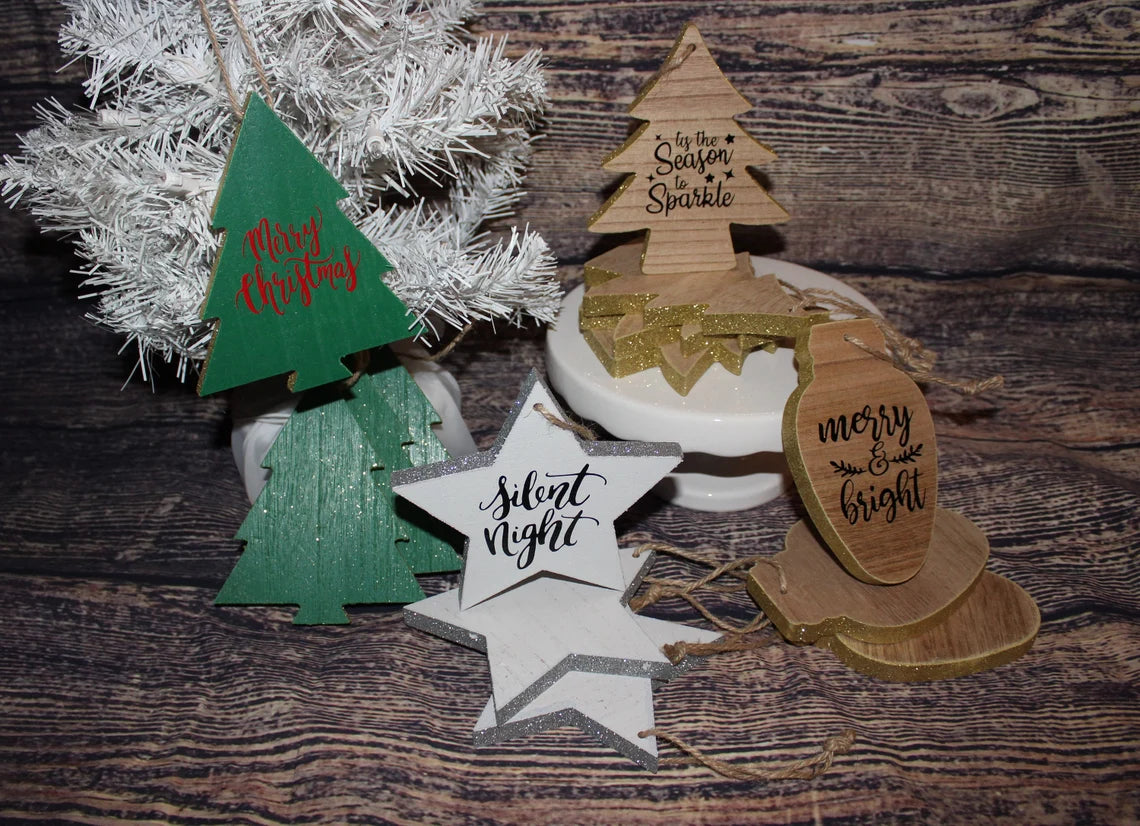 BLANK Christmas wooden ornament; ornaments; Nice wooden Christmas ornaments; Christmas tree, Christmas light, Christmas Star