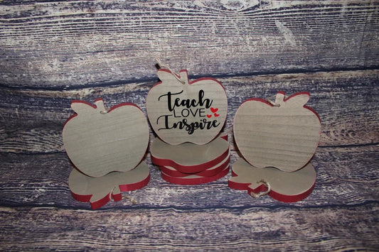 BLANK apple wooden ornament; apple ornaments; Teacher ornaments; Teacher gifts; Nice wooden apple ornaments; Apple
