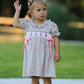 Christmas Vintage-Style Plaid Dress with Embroidered Gingerbread and Bows