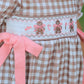 Christmas Vintage-Style Plaid Dress with Embroidered Gingerbread and Bows