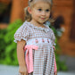 Christmas Vintage-Style Plaid Dress with Embroidered Gingerbread and Bows
